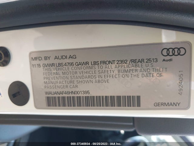WAUANAF46HN001395 Audi A4 PREMIUM
