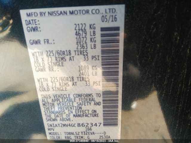 5N1AT2MV4GC862347 Nissan Rogue Sl