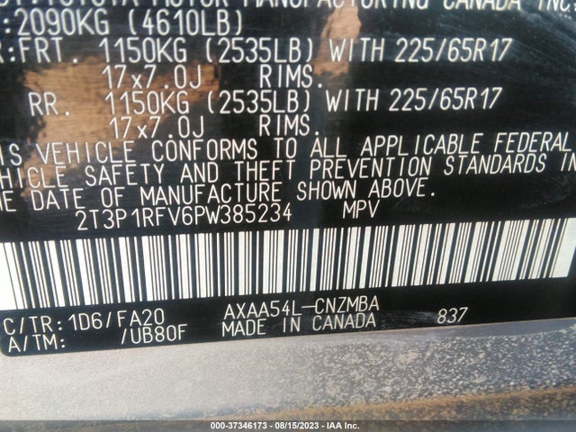 2023 TOYOTA RAV4 XLE VIN: 2T3P1RFV6PW385234