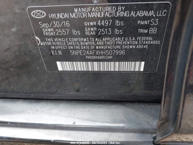Hyundai SONATA SE 2017 5NPE24AFXHH507996 Image 9