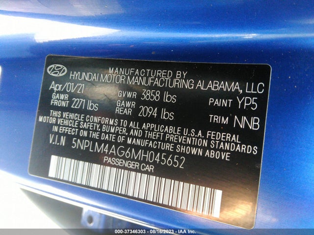 Hyundai ELANTRA SEL 2021 5NPLM4AG6MH045652 Image 9