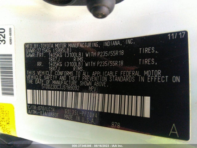 Toyota SIENNA XLE 2018 5TDDZ3DC3JS189092 Image 16