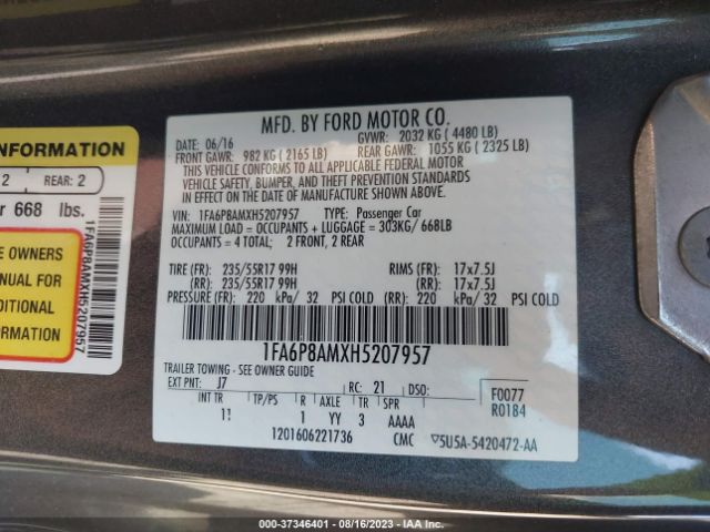 1FA6P8AMXH5207957 Ford Mustang V6