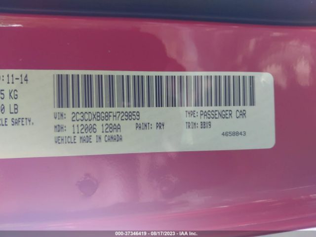 2C3CDXBG8FH729859 Dodge Charger Se