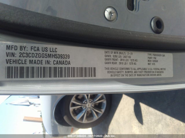 Dodge Challenger Sxt 2021 2C3CDZGG5MH539339 Image 9