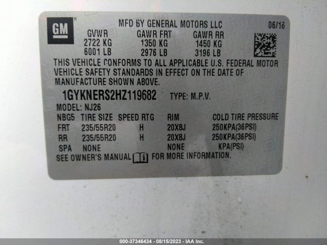 1GYKNERS2HZ119682 Cadillac Xt5 Premium Luxury Awd