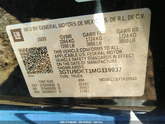 GMC Sierra 1500 Slt 2021 3GTU9DET1MG119937 Image 9
