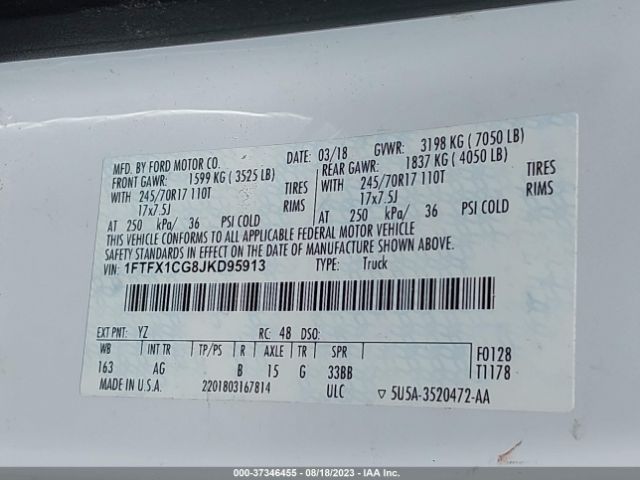 1FTFX1CG8JKD95913 Ford F-150 Xl/xlt/lariat