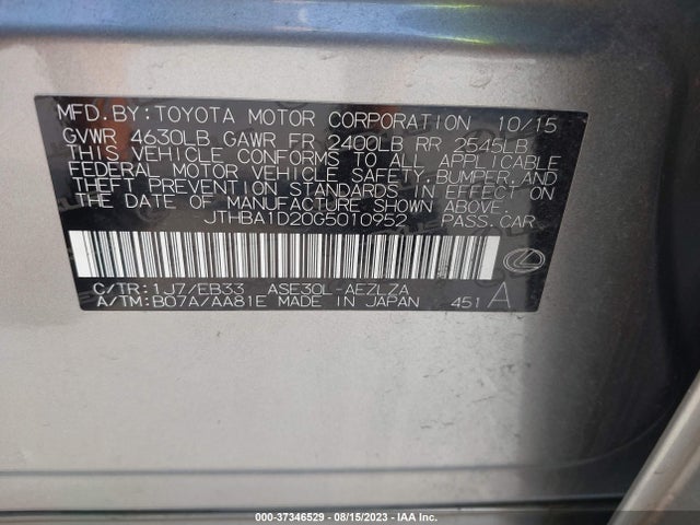 JTHBA1D20G5010952 Lexus IS 200T