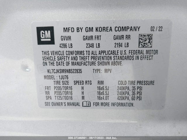 Chevrolet TRAX LS 2022 KL7CJKSM9NB522835 Image 9