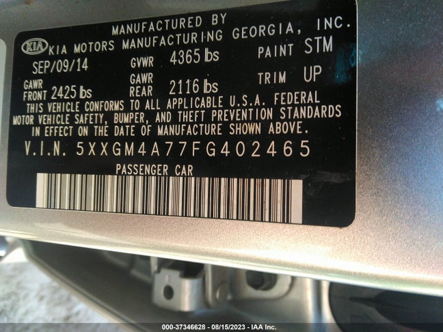 KIA Optima Lx 2015 5XXGM4A77FG402465 Image 9