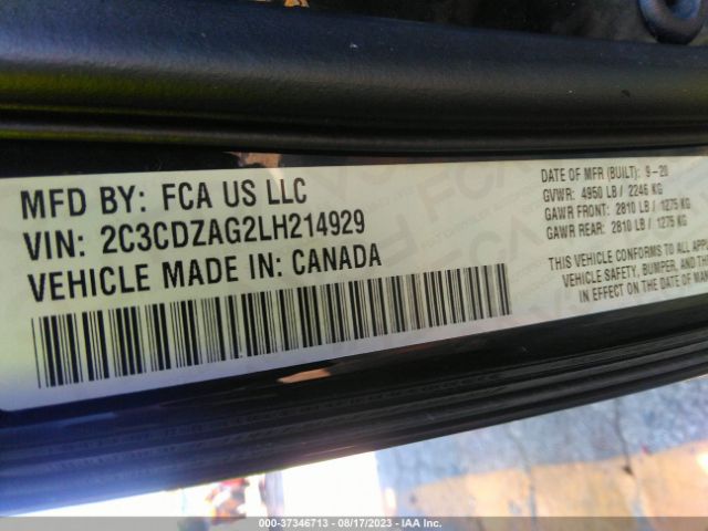 2C3CDZAG2LH214929 Dodge Challenger Sxt