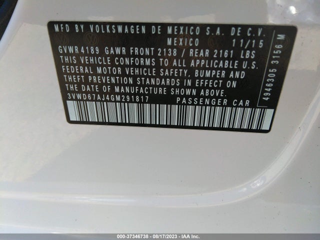 3VWD67AJ4GM291817 Volkswagen Jetta Sedan 1.4t Se