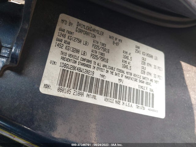 2008 DODGE NITRO SXT VIN: 1D8GU28K48W120219