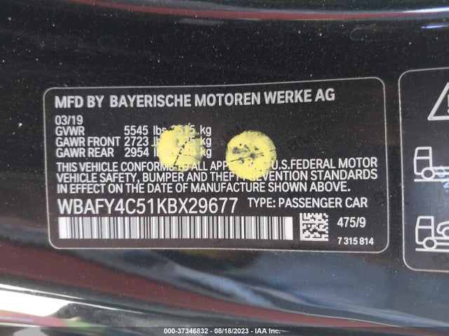 BMW 8 Series M850i Xdrive 2019 аукцион фото