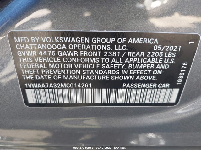 1VWAA7A32MC014261 Volkswagen Passat 2.0t S