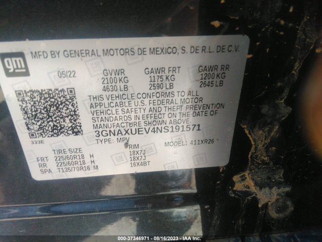 Chevrolet Equinox Awd Lt 2022 3GNAXUEV4NS191571 Image 9