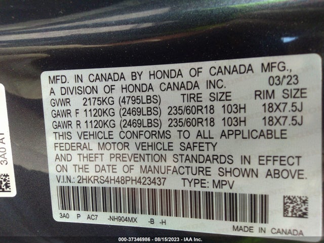 Honda CR-V EX 2023 2HKRS4H48PH423437 Image 16