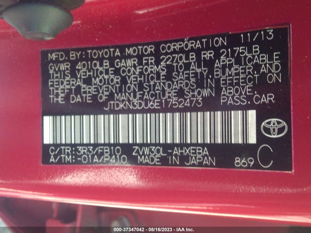 Toyota Prius Four/five/three/one/two 2014 JTDKN3DU6E1752473 Image 15