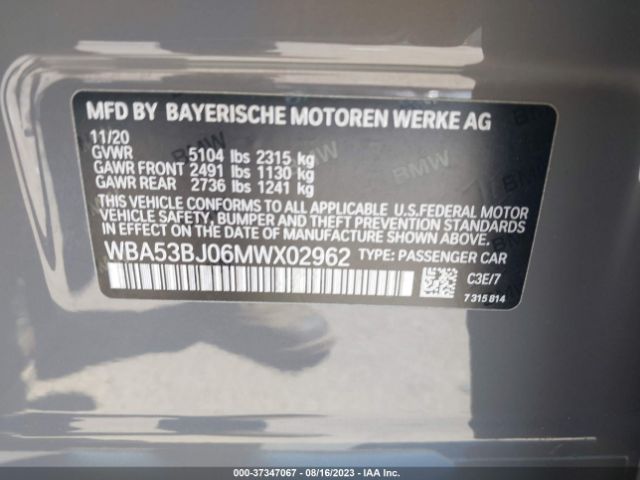 WBA53BJ06MWX02962 BMW 5 Series 540i