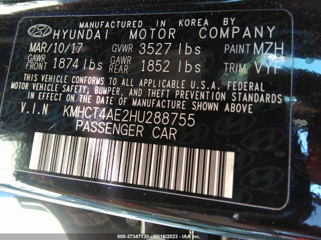 Hyundai ACCENT SE 2017 KMHCT4AE2HU288755 Image 9
