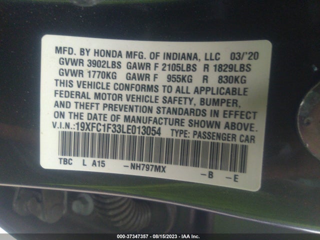 Honda Civic Sedan Ex 2020 19XFC1F33LE013054 Image 9