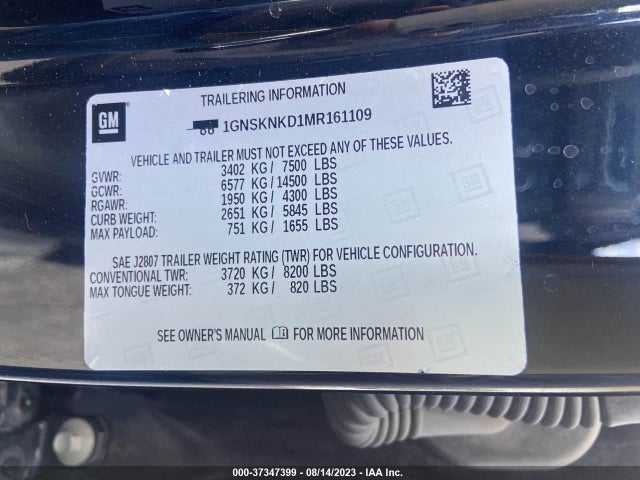 Chevrolet Tahoe Lt 2021 1GNSKNKD1MR161109 Image 9