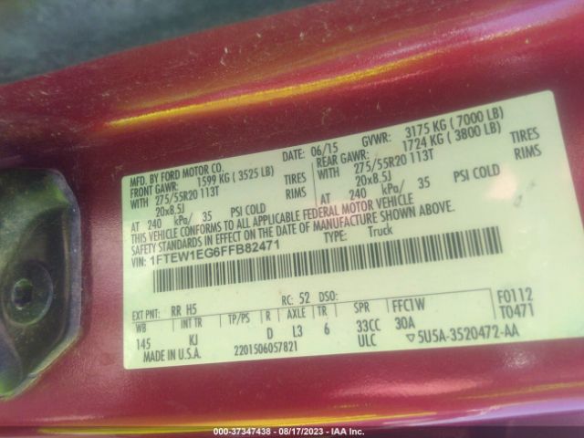 1FTEW1EG6FFB82471 Ford F-150 Xlt/xl/lariat/platinum