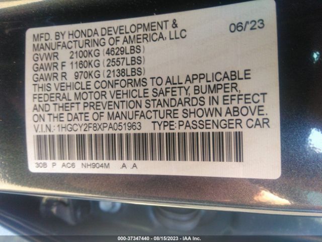 1HGCY2F8XPA051963 Honda Accord Hybrid Touring