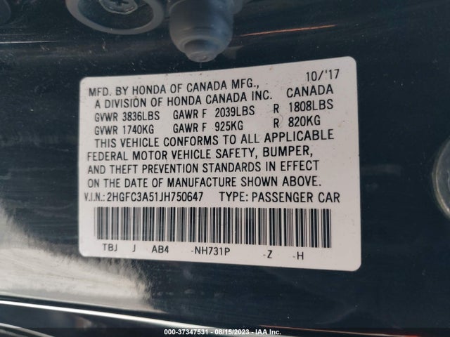 Honda CIVIC SI 2018 2HGFC3A51JH750647 Image 9