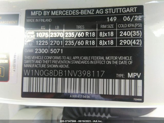 W1N0G8DB1NV398117 Mercedes-Benz Glc Glc 300