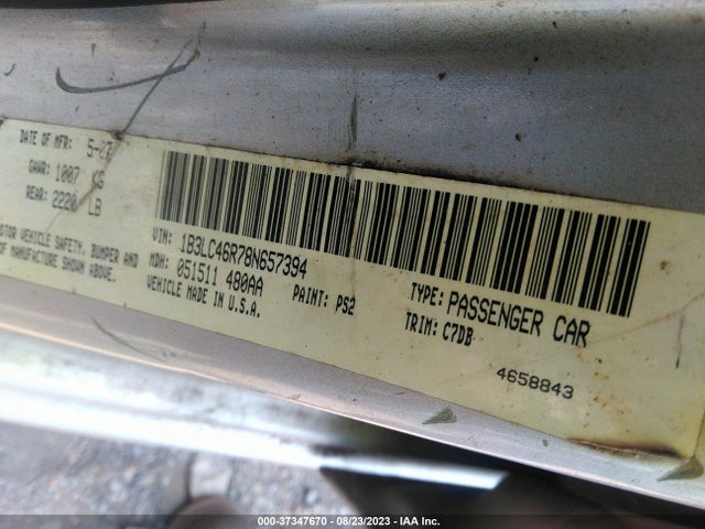 2008 DODGE AVENGER SE VIN: 1B3LC46R78N657394