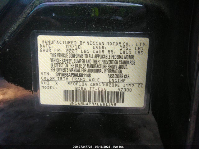 2010 NISSAN SENTRA 2.0 S VIN: 3N1AB6AP9AL681148