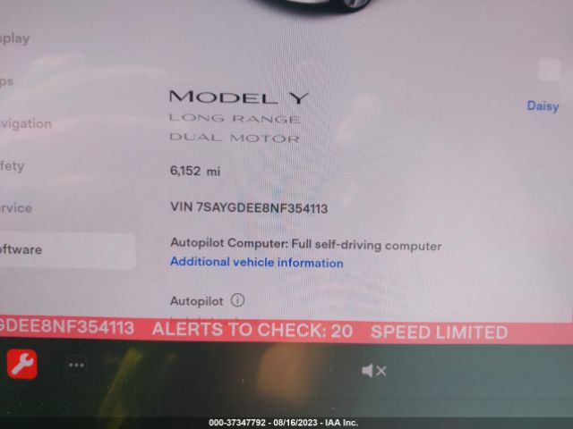 7SAYGDEE8NF354113 Tesla Model Y Long Range