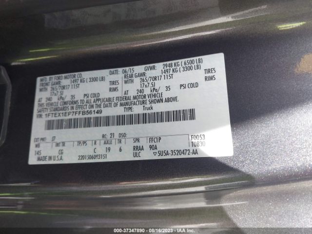 1FTEX1EP7FFB56149 Ford F-150 Xlt/xl/lariat