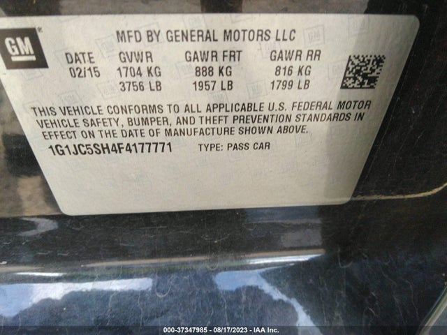 Chevrolet SONIC LT 2015 1G1JC5SH4F4177771 Image 9