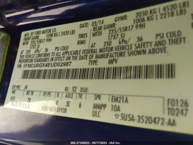 1FMCU0GX4EUD02987 Ford ESCAPE SE