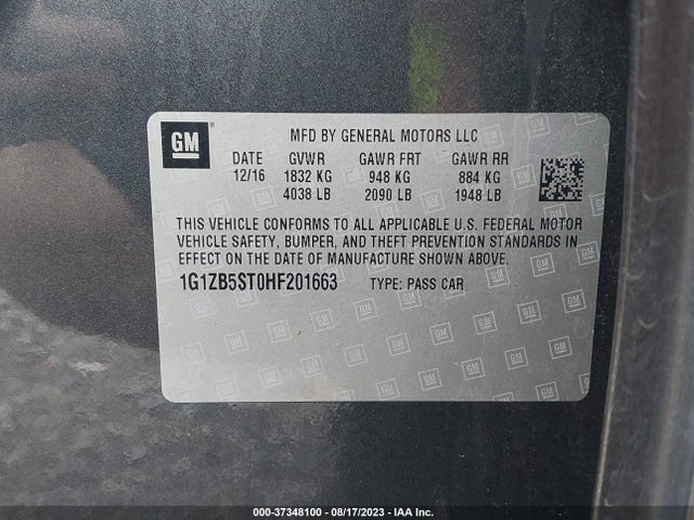 2017 CHEVROLET MALIBU LS VIN: 1G1ZB5ST0HF201663