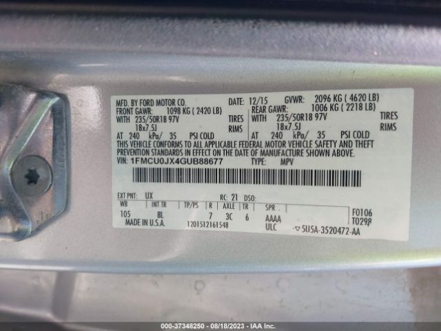 1FMCU0JX4GUB88677 Ford Escape Titanium
