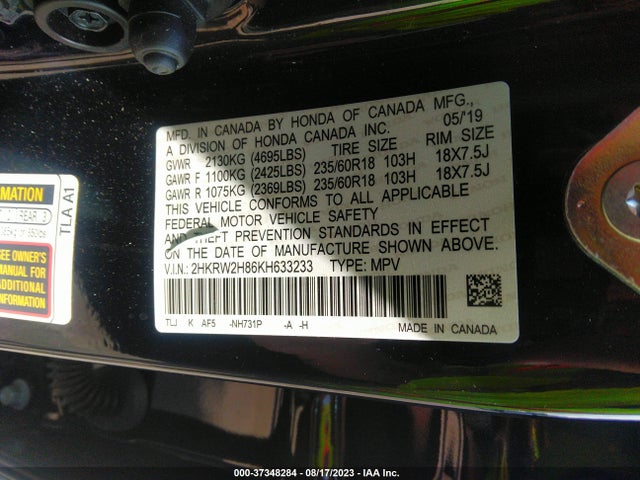 Honda Cr-v Ex-l 2019 2HKRW2H86KH633233 Image 15