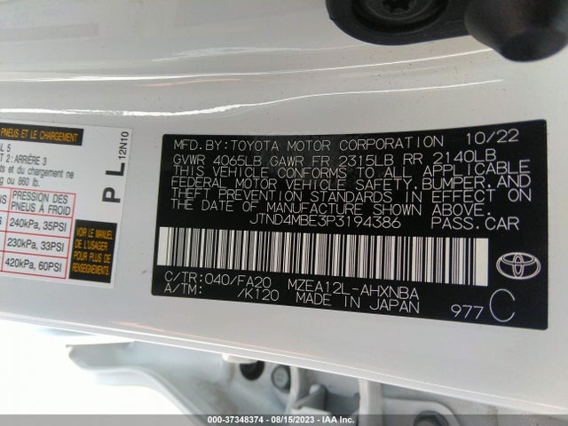 Toyota Corolla Hatchback Se 2023 JTND4MBE3P3194386 Image 9