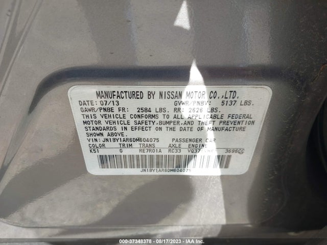 2013 INFINITI M37 X VIN: JN1BY1AR6DM604075