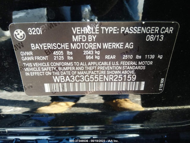 BMW 3 Series 320i Xdrive 2014 WBA3C3G55ENR25159 Image 9