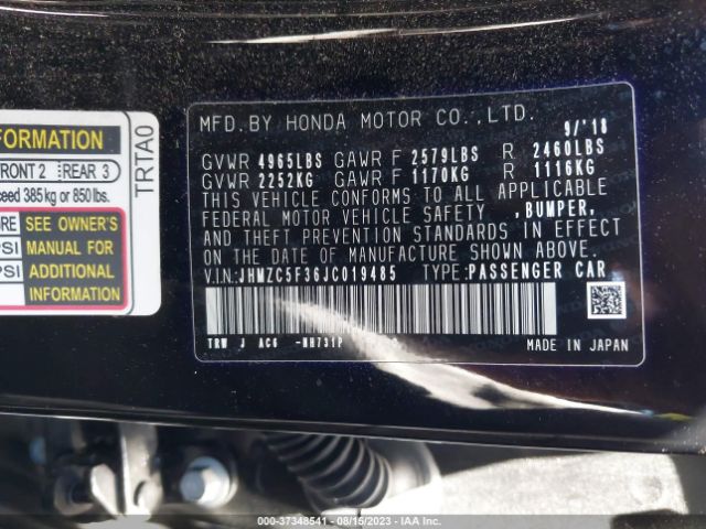 JHMZC5F36JC019485 Honda Clarity Plug-in Hybrid Touring