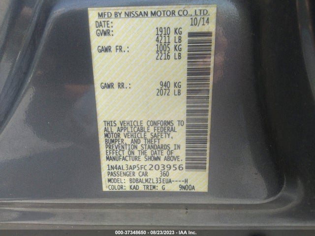 Nissan Altima 2.5 Sv 2015 1N4AL3AP5FC203956 Image 11