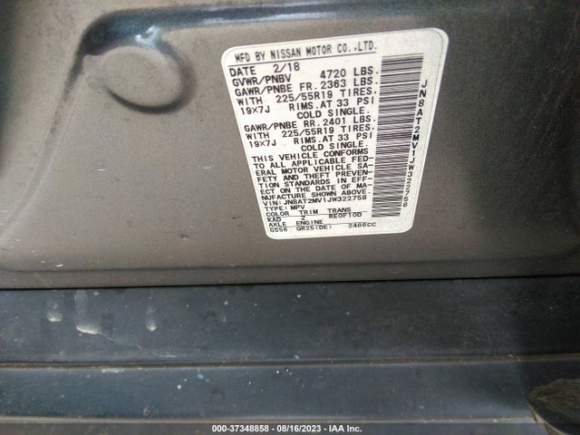Nissan Rogue Sl 2018 JN8AT2MV1JW322758 Image 9