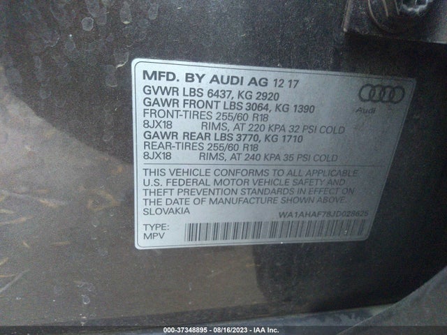 WA1AHAF78JD028625 Audi Q7 PREMIUM