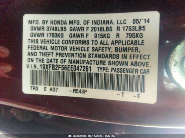 19XFB2F56EE047261 Honda Civic Sedan Lx