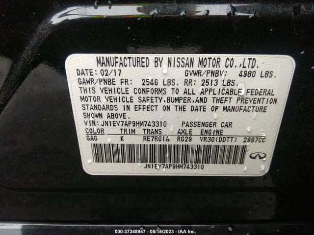 JN1EV7AP9HM743310 Infiniti Q50 3.0t Signature Edition