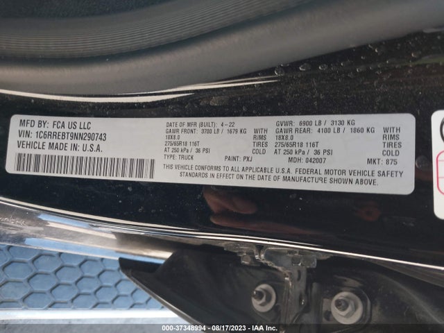1C6RREBT9NN290743 RAM 1500